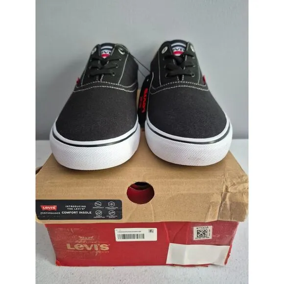 Levi's Men Miles Pin Perf US 12M Low Top Black Burgundy Lace Up Sneakers