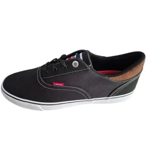 Levi's Men Miles Pin Perf US 12M Low Top Black Burgundy Lace Up Sneakers