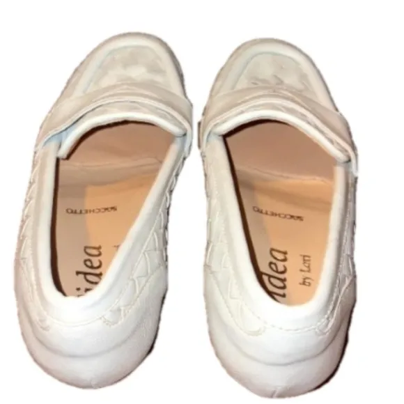 L'idea Italian Leather Woven Loafers Size 38 NWOB
