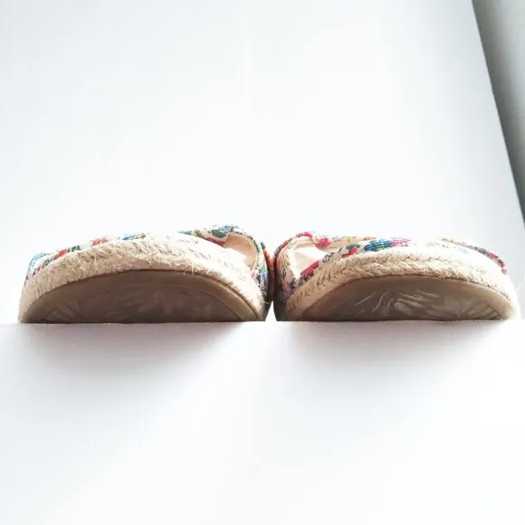 Lifestride 'Socialite' Floral Peeptoe Slingback Rope Wedge Espadrilles As New9.5