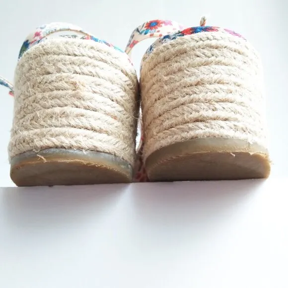 Lifestride 'Socialite' Floral Peeptoe Slingback Rope Wedge Espadrilles As New9.5