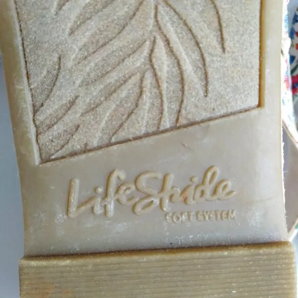 Lifestride 'Socialite' Floral Peeptoe Slingback Rope Wedge Espadrilles As New9.5