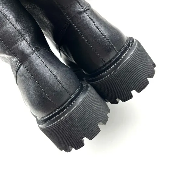 Like new Madewell Rayna Lace Up Black Leather Lug Sole Combat Boots size 10.5