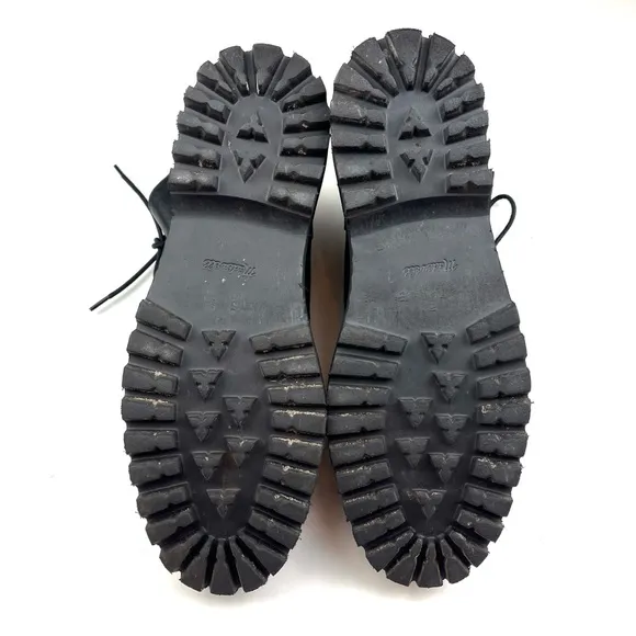 Like new Madewell Rayna Lace Up Black Leather Lug Sole Combat Boots size 10.5