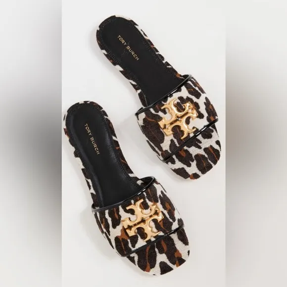 LIKE NEW! Tory Burch Eleanor Slide Designer Printed Sandal Slip on Flats Size 10