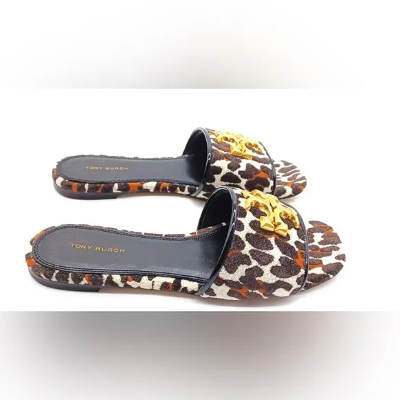 LIKE NEW! Tory Burch Eleanor Slide Designer Printed Sandal Slip on Flats Size 10