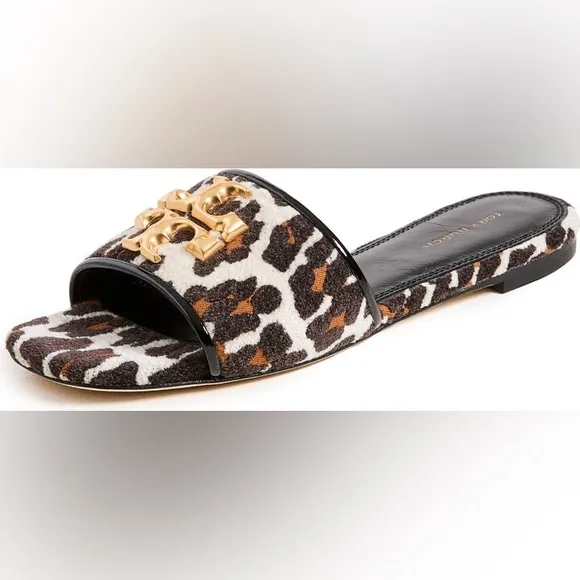LIKE NEW! Tory Burch Eleanor Slide Designer Printed Sandal Slip on Flats Size 10