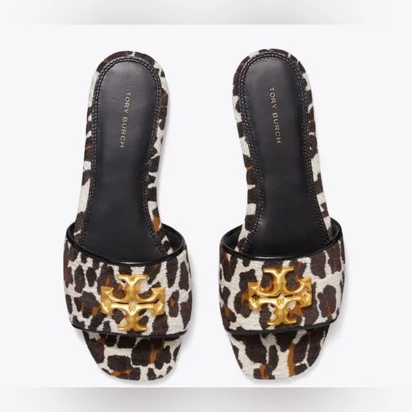 LIKE NEW! Tory Burch Eleanor Slide Designer Printed Sandal Slip on Flats Size 10