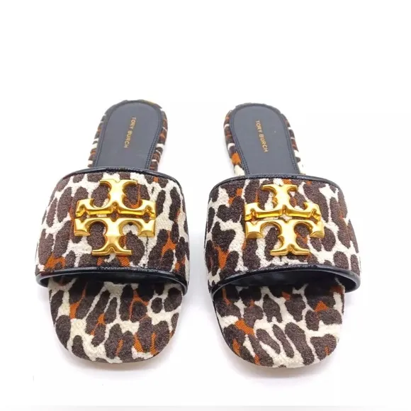 LIKE NEW! Tory Burch Eleanor Slide Designer Printed Sandal Slip on Flats Size 10