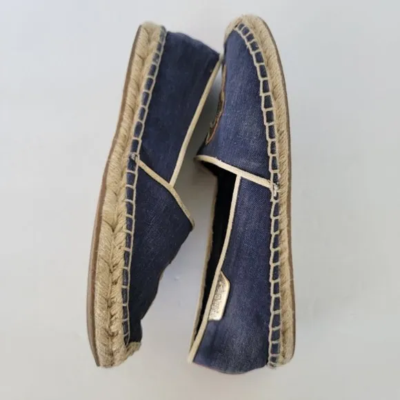Lilly Pulitzer Lia‎ Seahorse Espadrilles Flat Shoes Blue Gold Size 9