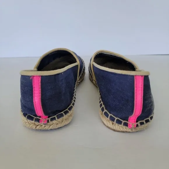 Lilly Pulitzer Lia‎ Seahorse Espadrilles Flat Shoes Blue Gold Size 9