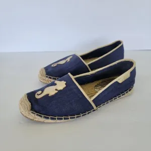 Lilly Pulitzer Lia‎ Seahorse Espadrilles Flat Shoes Blue Gold Size 9