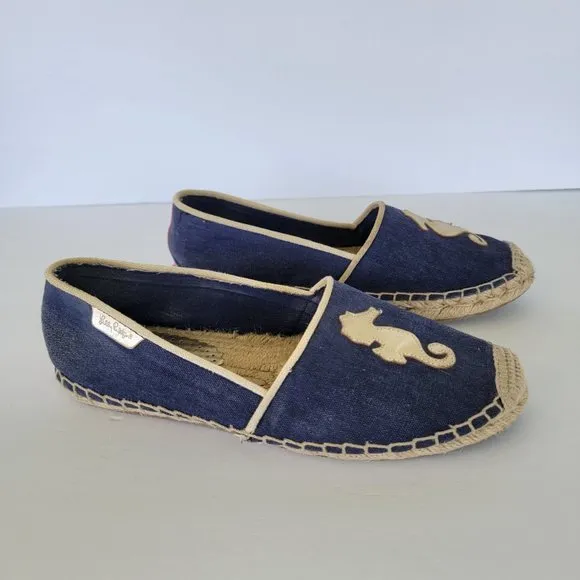Lilly Pulitzer Lia‎ Seahorse Espadrilles Flat Shoes Blue Gold Size 9