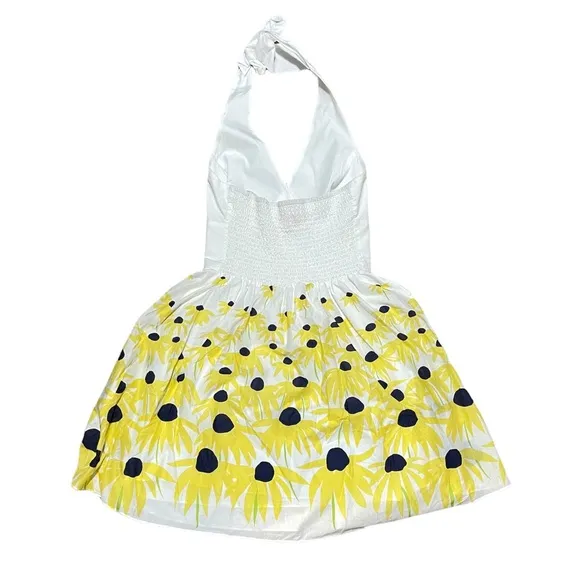 Lilly Pulitzer | White 100% Cotton Yellow flower Halter Mini Summer Dress