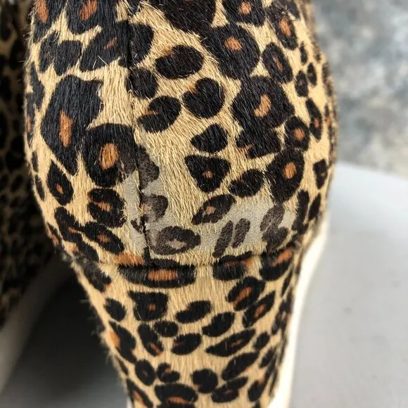 Linea Paolo Women's Size 11M Felicia Leopard Calfhair High Heel Wedge Sneakers