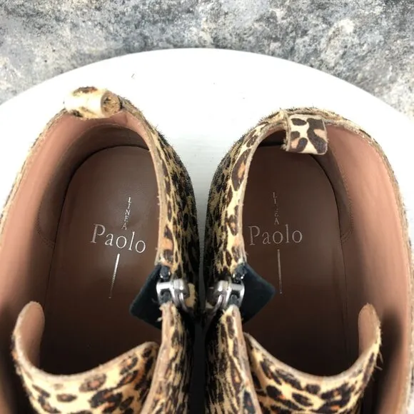 Linea Paolo Women's Size 11M Felicia Leopard Calfhair High Heel Wedge Sneakers