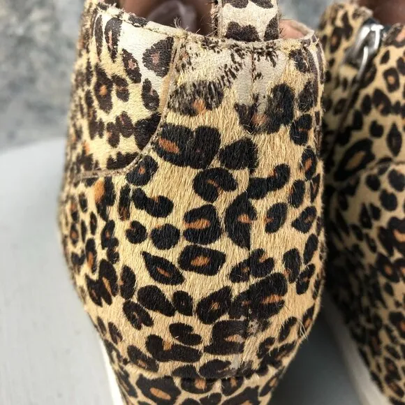 Linea Paolo Women's Size 11M Felicia Leopard Calfhair High Heel Wedge Sneakers