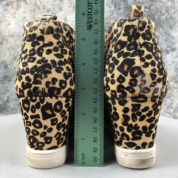 Linea Paolo Women's Size 11M Felicia Leopard Calfhair High Heel Wedge Sneakers