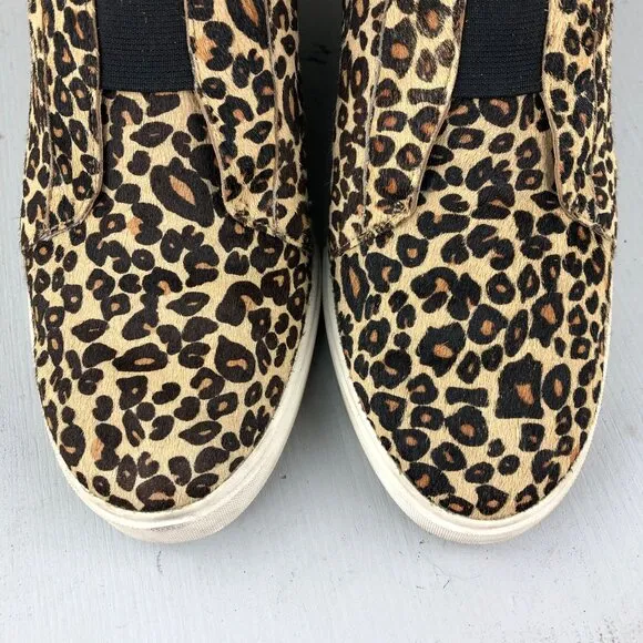 Linea Paolo Women's Size 11M Felicia Leopard Calfhair High Heel Wedge Sneakers