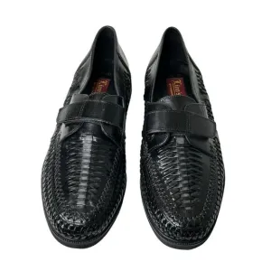 LIONS DEN by Haband Men’s 10 D Leather Black Woven Loafers Shoes Monk Strap NEW