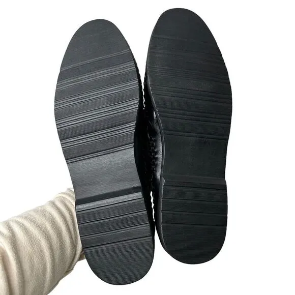LIONS DEN by Haband Men’s 10 D Leather Black Woven Loafers Shoes Monk Strap NEW