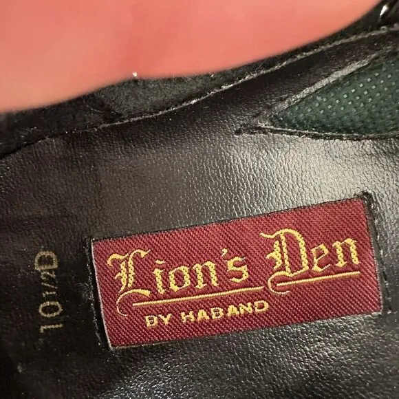 LIONS DEN by Haband Men’s 10 D Leather Black Woven Loafers Shoes Monk Strap NEW