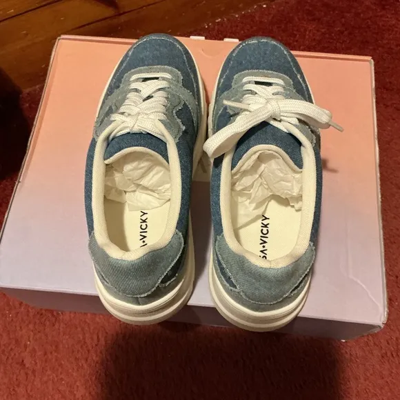 LisaVicky blue denim Platform Sneakers