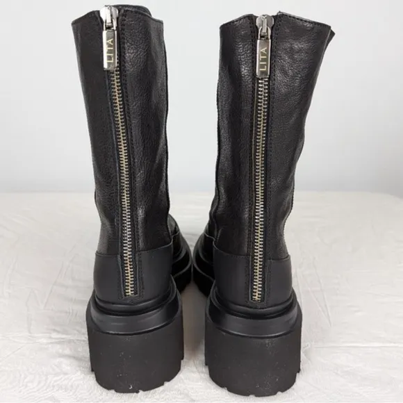 Lita by Ciara Black Combat Lace-up Boot