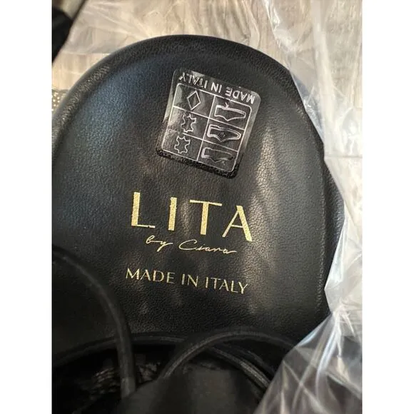 Lita By Ciara Gladiator Strap Black Leather Italian Sandals Women Size 40 Sz 9