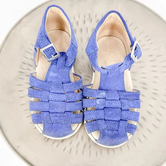 Little Eric Blue Sandals with Caged Design