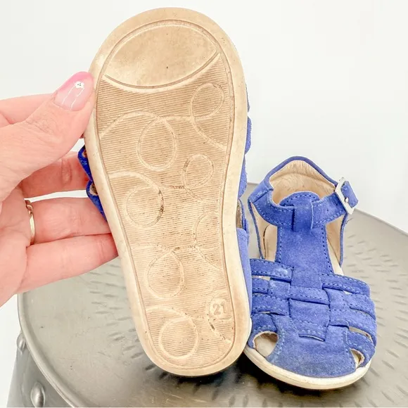Little Eric Blue Sandals with Caged Design