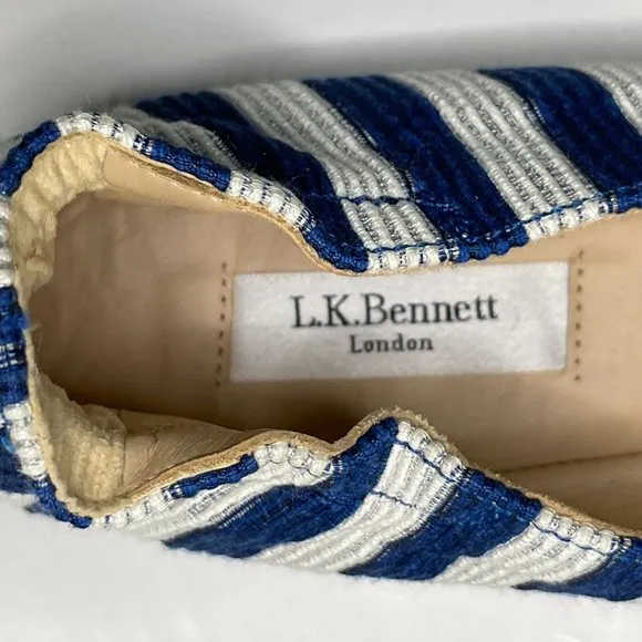 LK Bennett | Thea Ballet Bow Flats in Blue White Striped