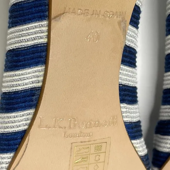 LK Bennett | Thea Ballet Bow Flats in Blue White Striped