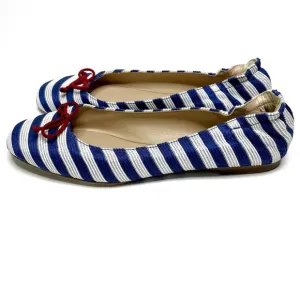 LK Bennett | Thea Ballet Bow Flats in Blue White Striped