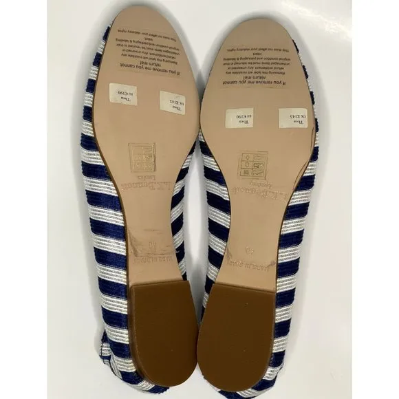 LK Bennett | Thea Ballet Bow Flats in Blue White Striped