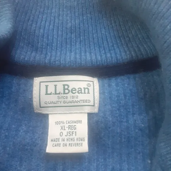 L.L. Bean 100% Cashmere Full Zip Front 3-Ply Waffleknit Cardigan Sweater, NOSWOT