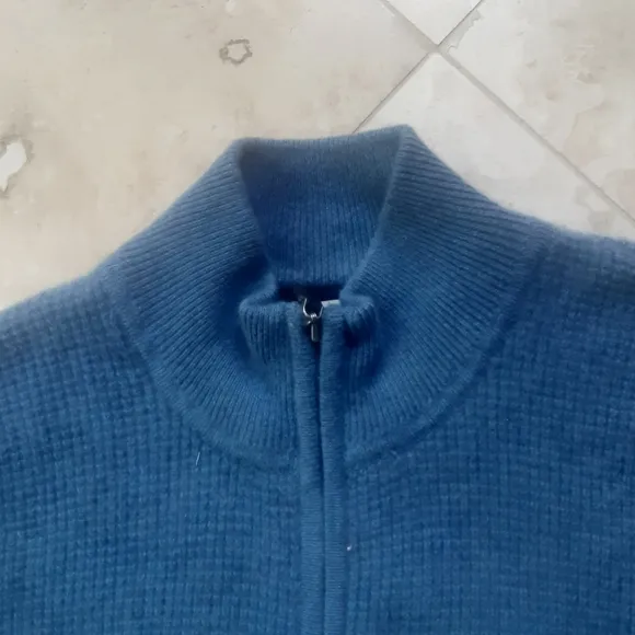 L.L. Bean 100% Cashmere Full Zip Front 3-Ply Waffleknit Cardigan Sweater, NOSWOT