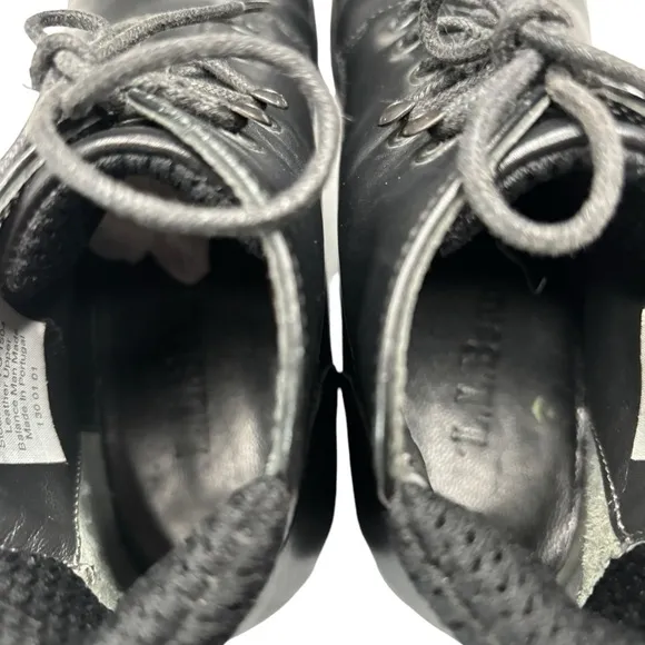 LL Bean Black Smooth Leather Lace-Up Combat Ankle Boots Sz 6.5 Made in Portugal
