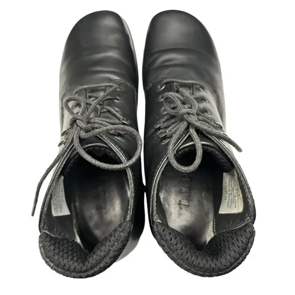 LL Bean Black Smooth Leather Lace-Up Combat Ankle Boots Sz 6.5 Made in Portugal