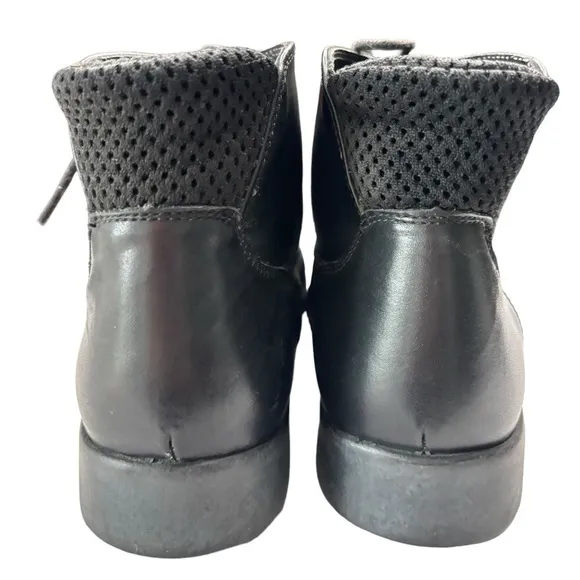 LL Bean Black Smooth Leather Lace-Up Combat Ankle Boots Sz 6.5 Made in Portugal
