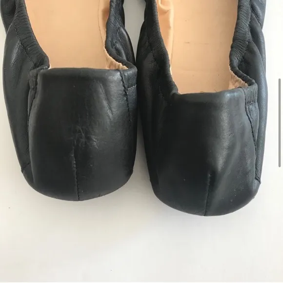 Loeffler Randall | Black and Gold Leather Baller Flats