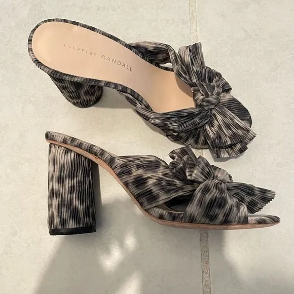 LOEFFLER RANDALL Penny Knotted Leopard Slide Sandals in Brown