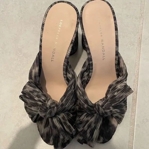 LOEFFLER RANDALL Penny Knotted Leopard Slide Sandals in Brown