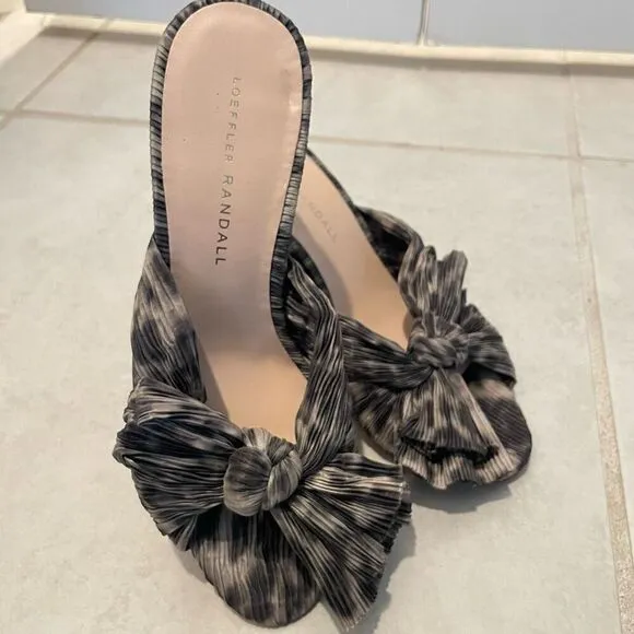 LOEFFLER RANDALL Penny Knotted Leopard Slide Sandals in Brown