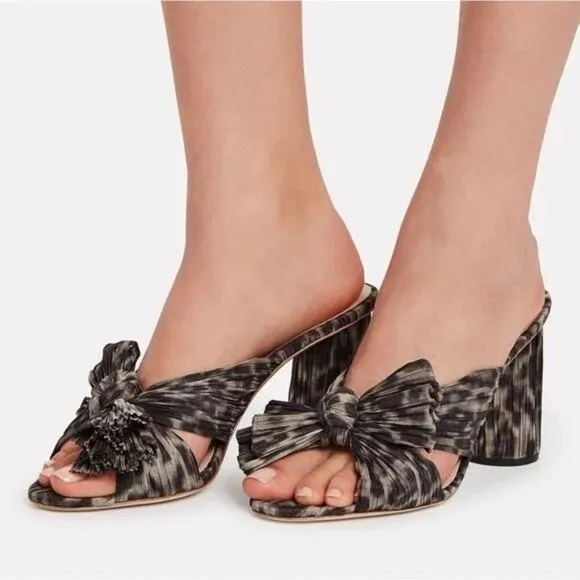 LOEFFLER RANDALL Penny Knotted Leopard Slide Sandals in Brown