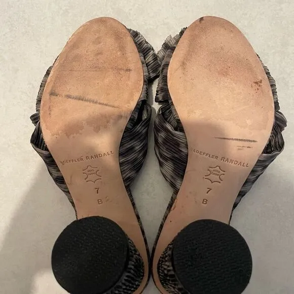 LOEFFLER RANDALL Penny Knotted Leopard Slide Sandals in Brown