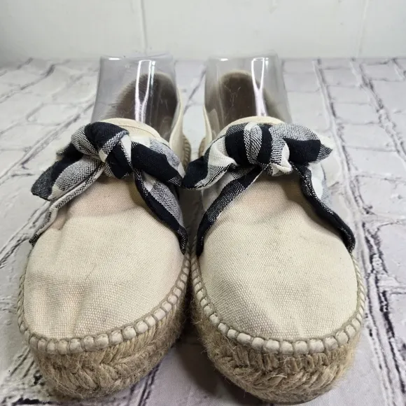 Loeffler Randall Rowan gingham bow canvas platform espadrilles