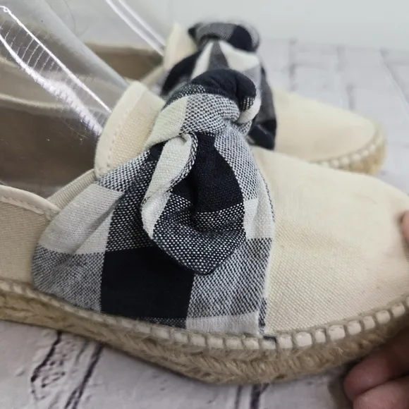 Loeffler Randall Rowan gingham bow canvas platform espadrilles