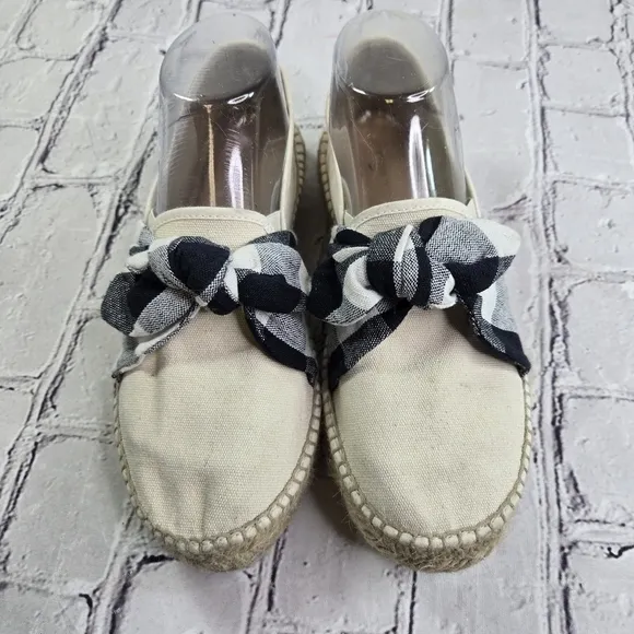 Loeffler Randall Rowan gingham bow canvas platform espadrilles