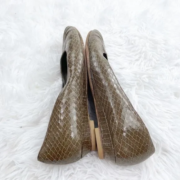 Loeffler Randall Brown Leather Croc Embossed Vibram Ballet Flats